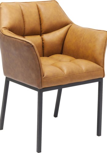 KARE DESIGN Thinktank Brown Sessel - braunes Kunstleder/Stahl, mit Armlehnen