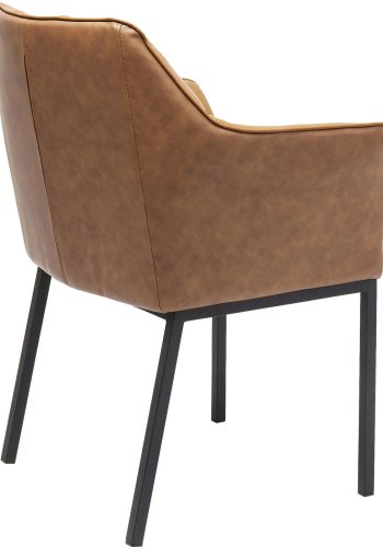 KARE DESIGN Thinktank Brown Sessel - braunes Kunstleder/Stahl, mit Armlehnen