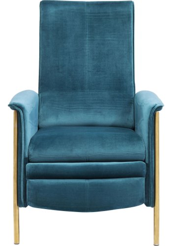 KARE DESIGN Lazy Velvet Blue recliner stol - blt stof/messing stl, m. armln