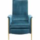 KARE DESIGN Lazy Velvet Blue recliner stol - blt stof/messing stl, m. armln