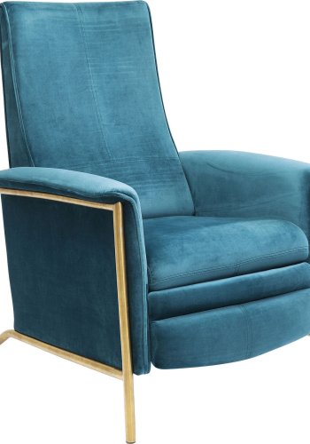 KARE DESIGN Lazy Velvet Blue recliner stol - blt stof/messing stl, m. armln