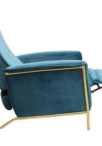 KARE DESIGN Lazy Velvet Blue recliner stol - blt stof/messing stl, m. armln