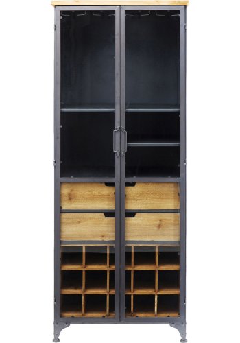 KARE DESIGN Refugio vinskap - stl/naturtre, m. 2 glassdrer