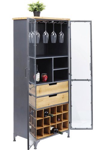 KARE DESIGN Refugio vinskap - stl/naturtre, m. 2 glassdrer