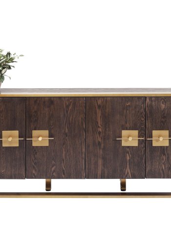 KARE DESIGN Osaka sknk - brunt asketrsfinér/messing stl, m. 4 lger