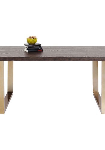 KARE DESIGN Osaka Duo Esstisch - braunes Eschenfurnier/Messingstahl (180x90)