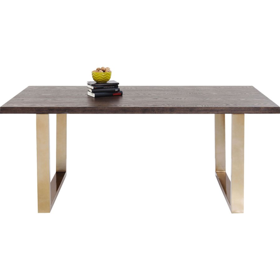 KARE DESIGN Osaka Duo Esstisch - braunes Eschenfurnier/Messingstahl (180x90)
