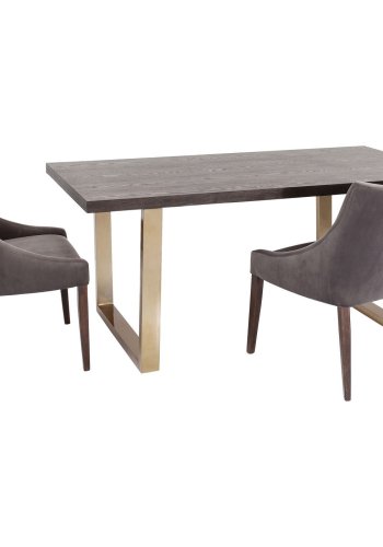 KARE DESIGN Osaka Duo Esstisch - braunes Eschenfurnier/Messingstahl (180x90)