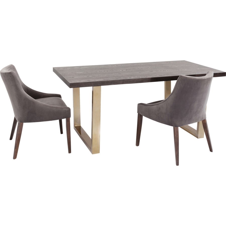 KARE DESIGN Osaka Duo Esstisch - braunes Eschenfurnier/Messingstahl (180x90)