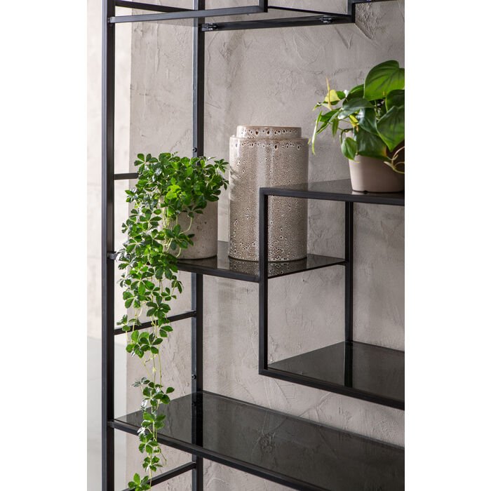 KARE DESIGN Takbokhylle, rektangulr - antrasittglass og sort stl (H:195)