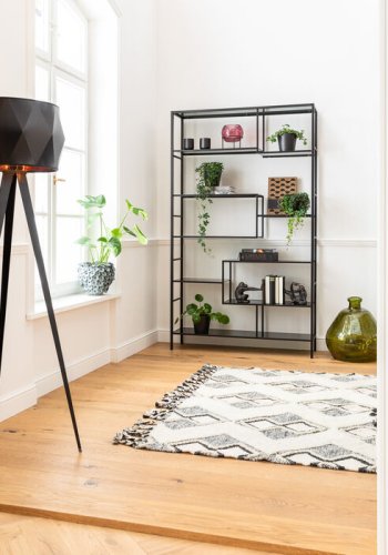 KARE DESIGN Takbokhylle, rektangulr - antrasittglass og sort stl (H:195)