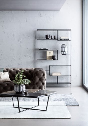 KARE DESIGN Takbokhylle, rektangulr - antrasittglass og sort stl (H:195)