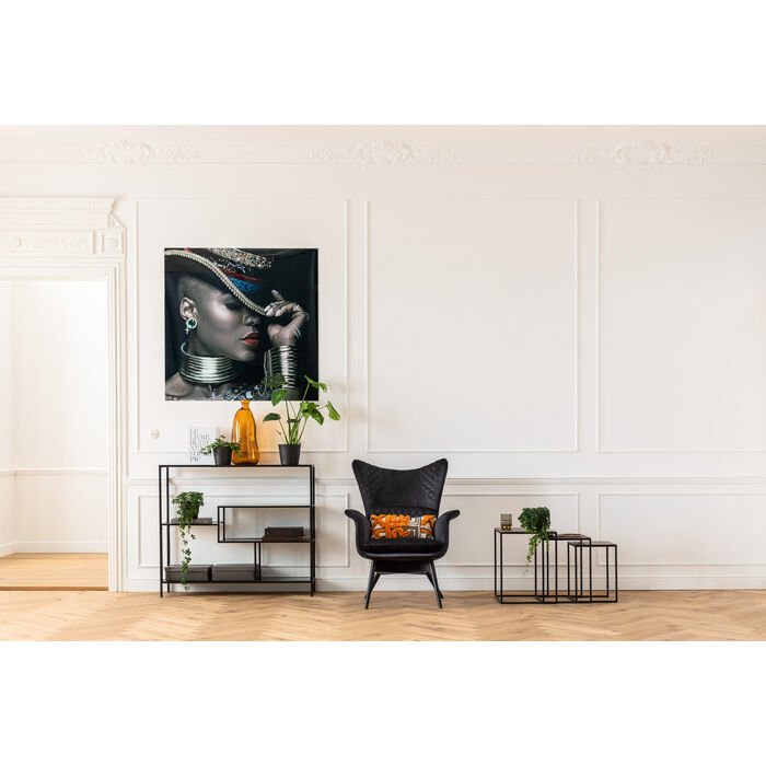 KARE DESIGN Loft reol, rektangulr - antracit glas og sort stl (H:100)