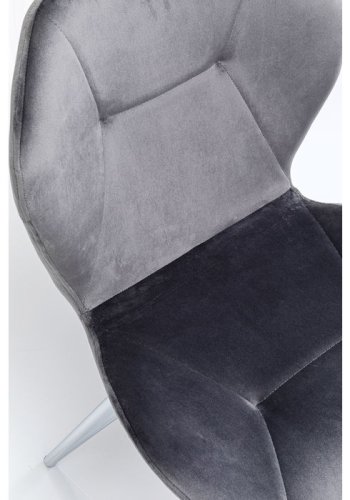 KARE DESIGN Viva Grey Chrome Esszimmerstuhl - anthrazitgrauer Velours und Stahl
