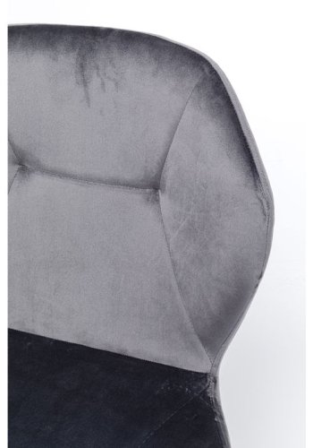 KARE DESIGN Viva Grey Chrome Esszimmerstuhl - anthrazitgrauer Velours und Stahl