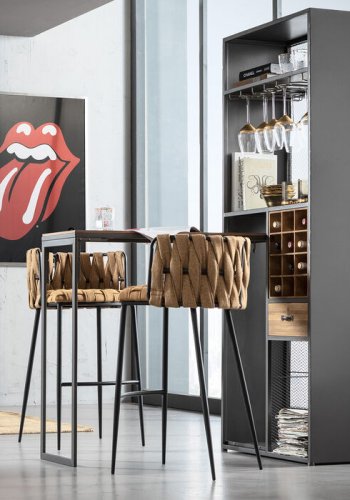 KARE DESIGN Vinoteca fat, med bord, 3 hyller, skuff, holder for glass mm. - stl og solid gran