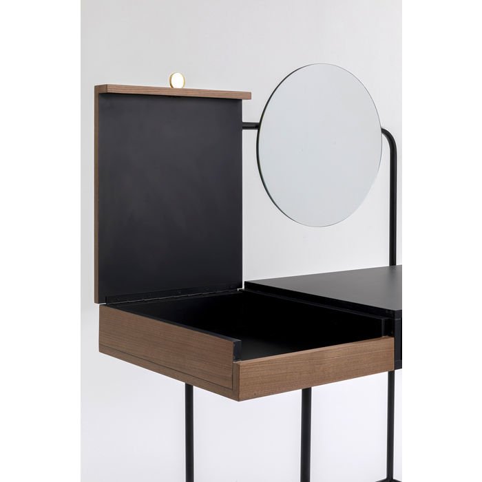 KARE DESIGN Vanity makeup bord, m. 2 rum - spejlglas, valnd krydsfiner og stl