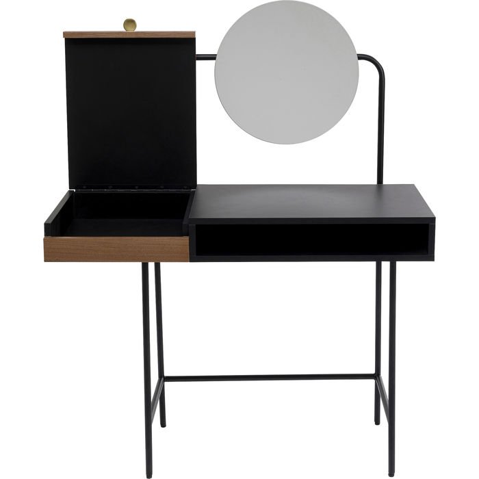 KARE DESIGN Vanity makeup bord, m. 2 rum - spejlglas, valnd krydsfiner og stl