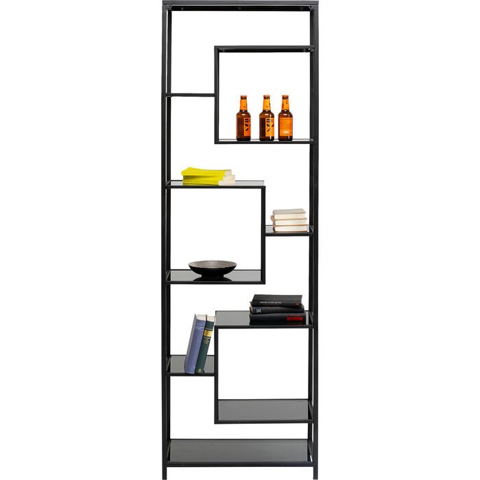 KARE DESIGN Loft reol, rektangulr - antracit glas og sort stl (H:195)