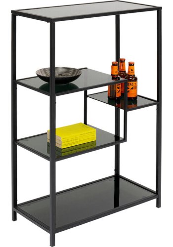 KARE DESIGN Loft reol, rektangulr - antracit glas og sort stl (H:100)