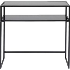 KARE DESIGN Loft konsolbord, w. 1 hylla - glas och svart stl (85x30)