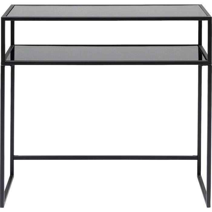 KARE DESIGN Loft konsollbord, m. 1 hylle - glass og sort stl (85x30)