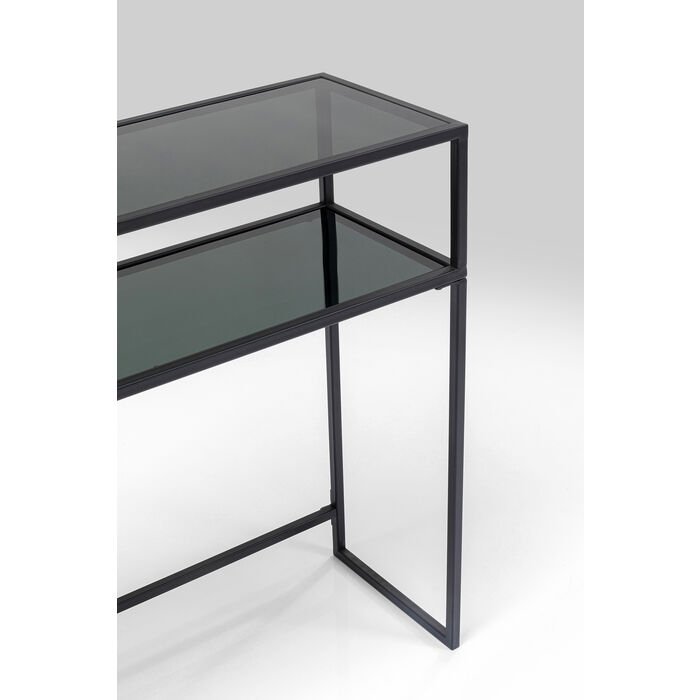 KARE DESIGN Loft konsollbord, m. 1 hylle - glass og sort stl (85x30)