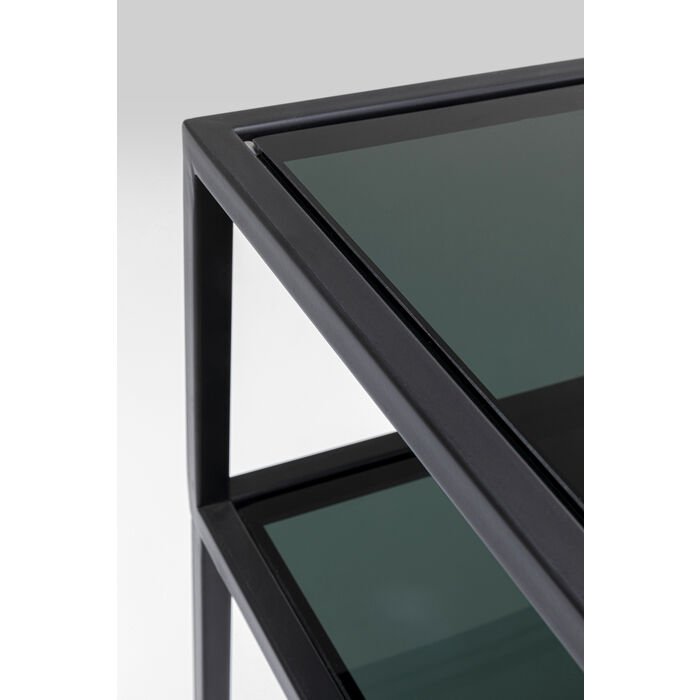 KARE DESIGN Loft konsollbord, m. 1 hylle - glass og sort stl (85x30)