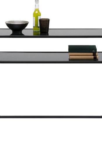 KARE DESIGN Loft konsollbord, m. 1 hylle - glass og sort stl (85x30)