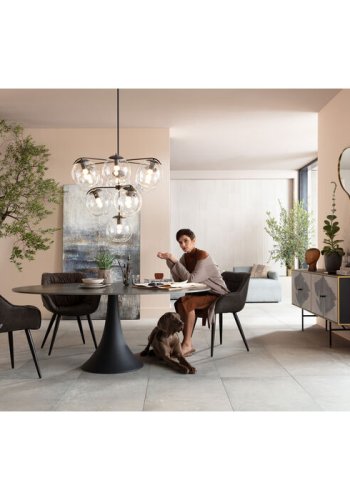 KARE DESIGN Grande Possibilita spisebord, oval - keramik dolomit og sort aluminium (180x120) 