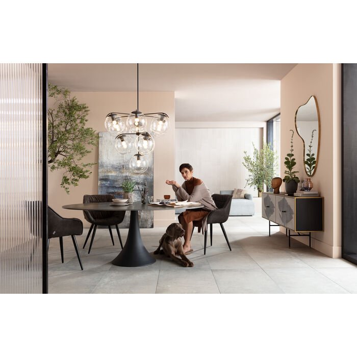 KARE DESIGN Grande Possibilita spisebord, oval - keramik dolomit og sort aluminium (180x120) 