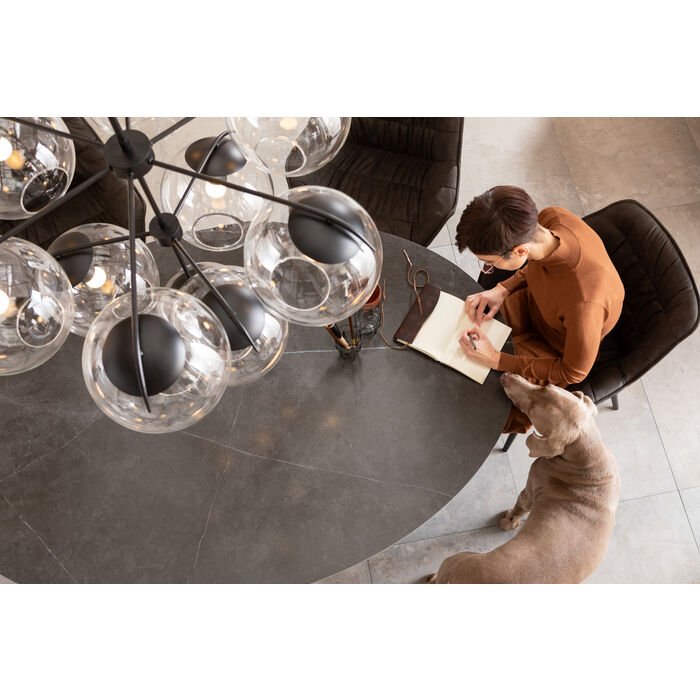 KARE DESIGN Grande Possibilita spisebord, oval - keramik dolomit og sort aluminium (180x120) 