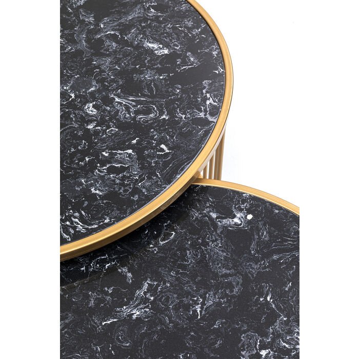 KARE DESIGN Roma Couchtisch - Marmor und Stahl (2er-Set)