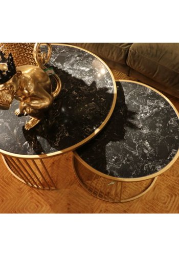 KARE DESIGN Roma Couchtisch - Marmor und Stahl (2er-Set)