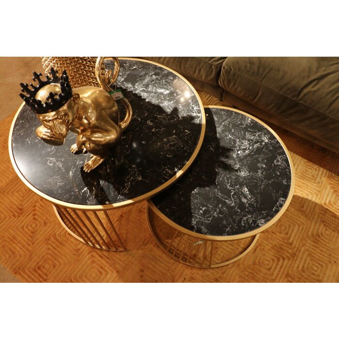 KARE DESIGN Roma Couchtisch - Marmor und Stahl (2er-Set)