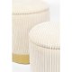 KARE DESIGN Plush skammel, m. opbevaringsplads, rund - creme fljl og guld stl (st af 2)
