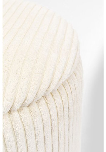 KARE DESIGN Plush skammel, m. opbevaringsplads, rund - creme fljl og guld stl (st af 2)