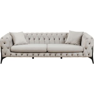 KARE DESIGN Bellissima 3 pers. sofa, Chesterfield, m. 2 puder - beige fljl og stl