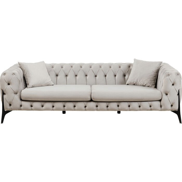 KARE DESIGN Bellissima 3 pers. sofa, Chesterfield, m. 2 puder - beige fljl og stl