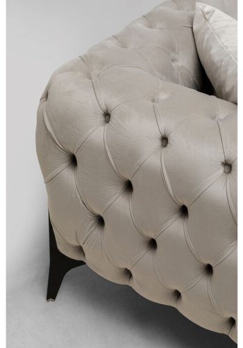 KARE DESIGN Bellissima 3 pers. sofa, Chesterfield, m. 2 puder - beige fljl og stl