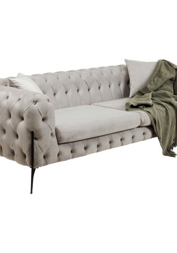 KARE DESIGN Bellissima 3 pers. sofa, Chesterfield, m. 2 puder - beige fljl og stl