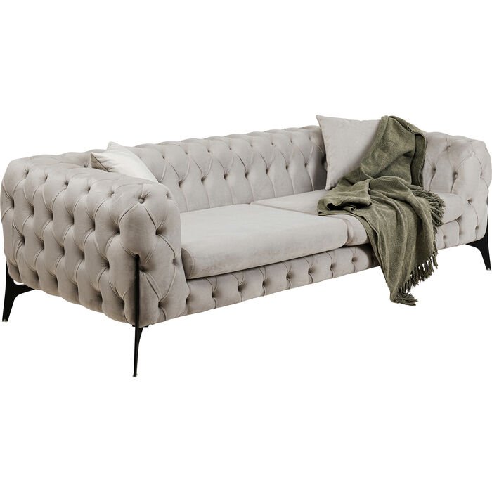 KARE DESIGN Bellissima 3 pers. sofa, Chesterfield, m. 2 puder - beige fljl og stl