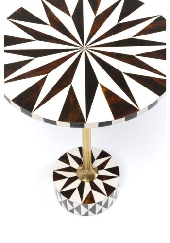 KARE DESIGN Domero Star sidebord, rundt - brun/hvit polyresin og messingstl (40)