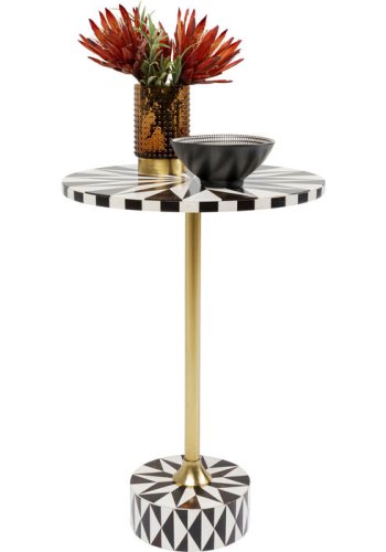 KARE DESIGN Domero Star sidebord, rundt - brun/hvit polyresin og messingstl (40)