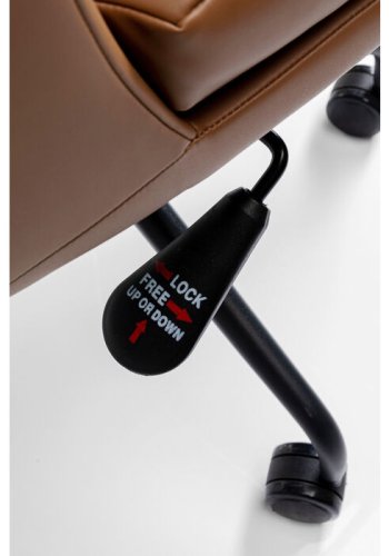 KARE DESIGN Charles kontorstol, m. armln, vippefunktion - brun polyurethanbelagt stof og sort stl