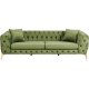 KARE DESIGN Bellissima 3 pers. sofa, Chesterfield, m. 2 puder - grn fljl og messing stl