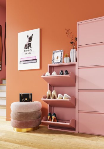 KARE DESIGN Caruso 3 skoskap, m. 3 drer - rosa stl (H:104)