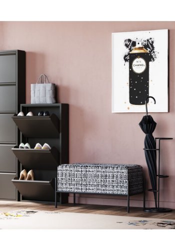 KARE DESIGN Caruso 5 skoskap, m. 5 drer - svart stl (H:173)