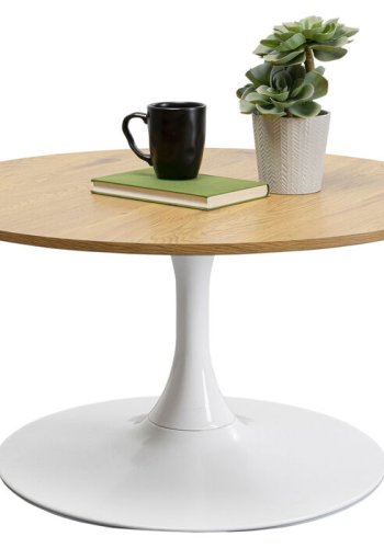 KARE DESIGN Schickeria sofabord, rund - egefarvet laminat og hvid stl (80)