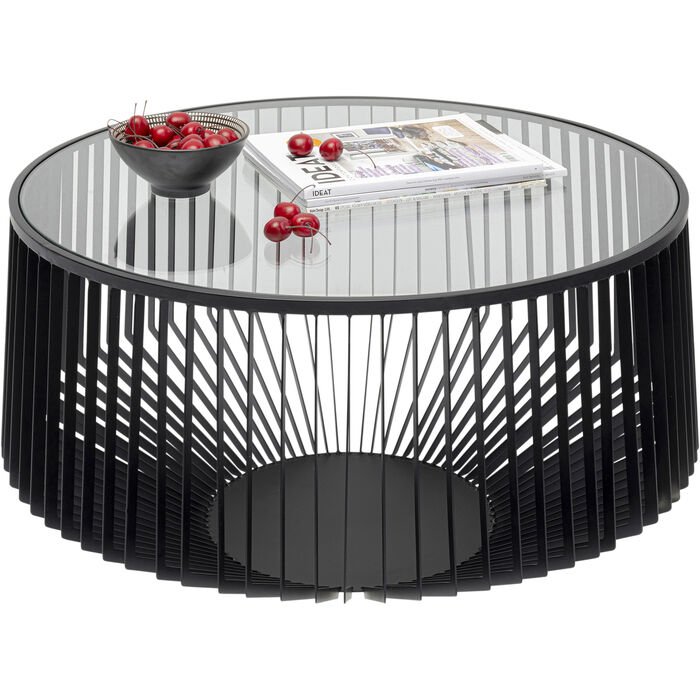 KARE DESIGN Corinne sofabord, rund - klar glas og sort stl (80)